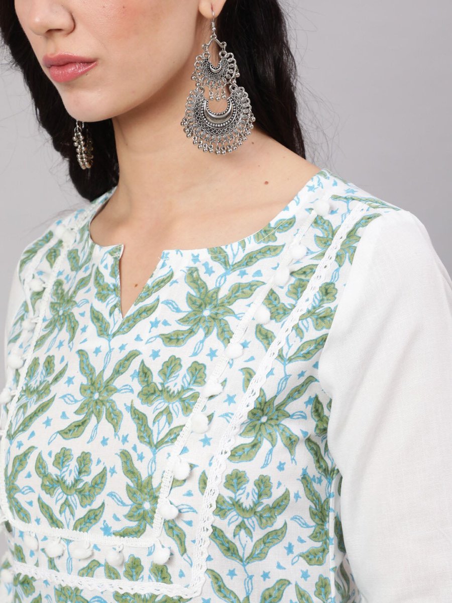 Aks Tropical Printed Bell Sleeves Kurta - Distacart