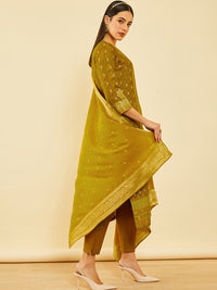 Thumbnail for Soch Mustard Yellow Ethnic Motifs Printed Straight Kurta & Trouser With Dupatta - Distacart