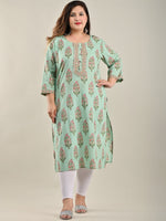 Thumbnail for Swasti Women Plus Size Green Floral Printed Floral Kurta - Distacart
