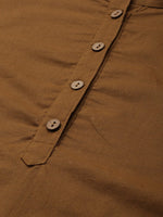 Thumbnail for Anouk Women Brown Solid Regular Pure Cotton Kurta with Trousers - Distacart