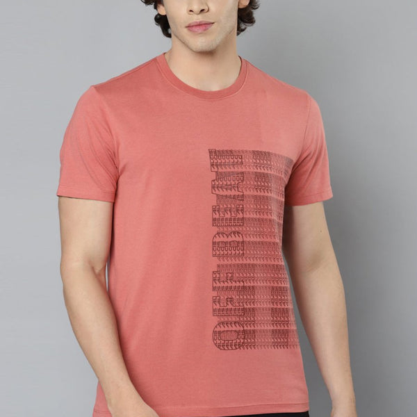 Alcis Men Pink Typography Printed Slim Fit Running T-shirt - Distacart
