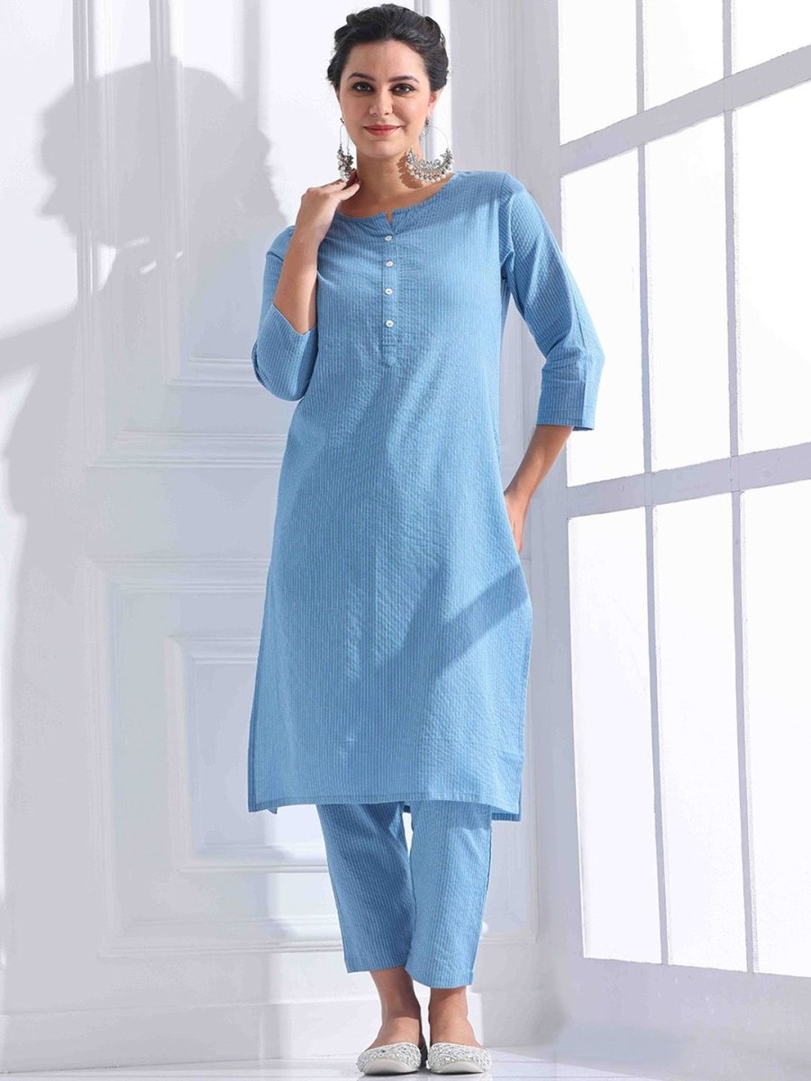 Anouk Women Regular Kantha Work Pure Cotton Kurta with Trousers