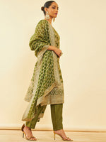 Thumbnail for Soch Women Ethnic Motifs Woven Design Straight Sequinned Kurta with Trousers & Dupatta - Distacart