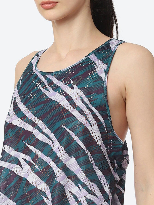 ASICS Ventilate Actibreeze Aop Women White Green Printed T-shirt - Distacart