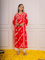 Thumbnail for HOUSE OF KARI Cotton Floral Embroidered Chikankari Kurta - Distacart