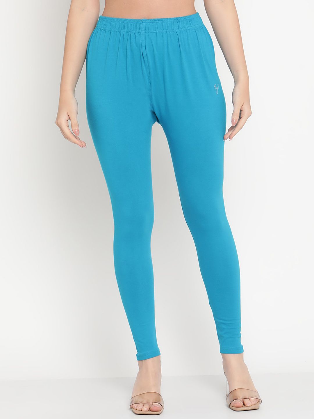 TAG 7 Women Pack Of 2 Pink and Blue Solid Comfort-Fit Ankle-Length Leggings - Distacart