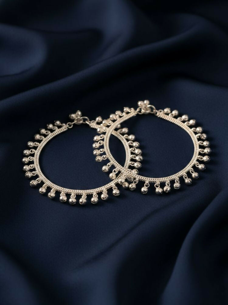 NVR Women Set of 2 Silver Plated Ghunguru Beaded Anklet - Distacart