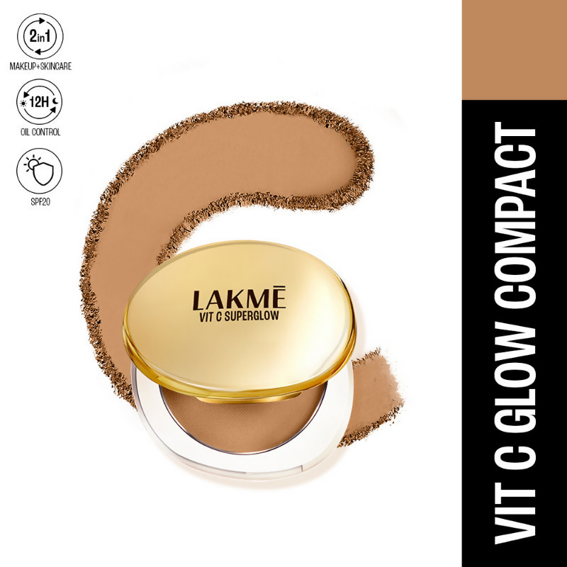Lakme Vitamin C Superglow Skin Perfecting Compact with 1 % Vit C - Walnut - Distacart