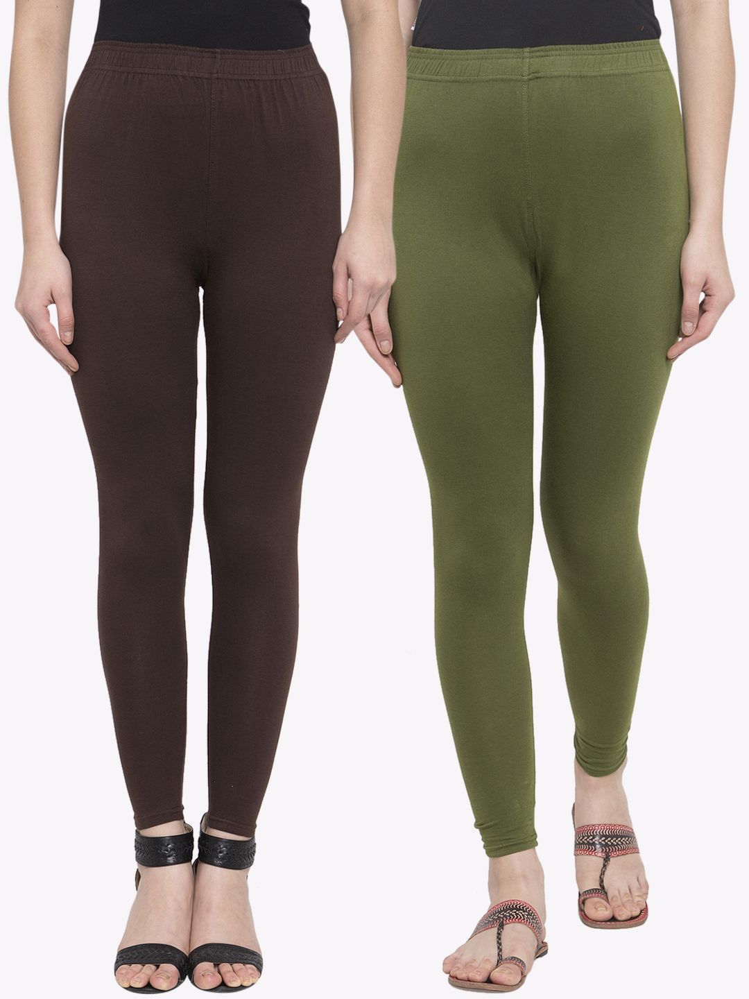 TAG 7 Women Pack Of 2 Solid Ankle-Length Leggings - Distacart