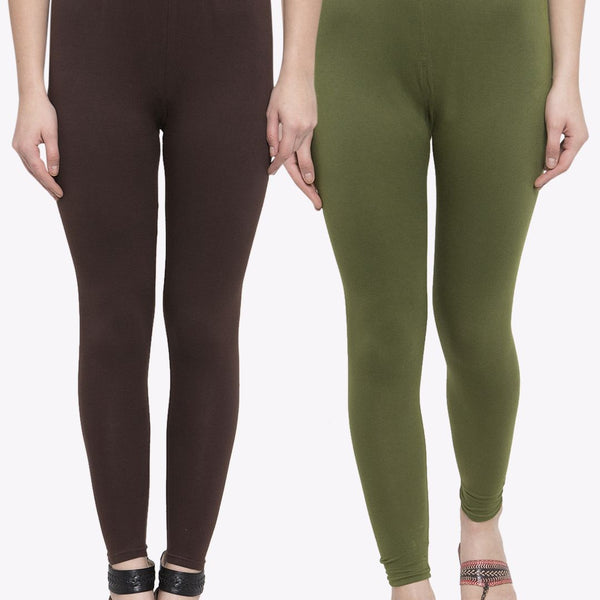 TAG 7 Women Pack Of 2 Solid Ankle-Length Leggings - Distacart