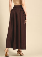 Thumbnail for TAG 7 Women Coffee Brown Solid Flared Palazzos