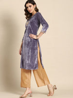 Thumbnail for All About You Women Velvet Finish Yoke Design Regular Kurta with Palazzos - Distacart