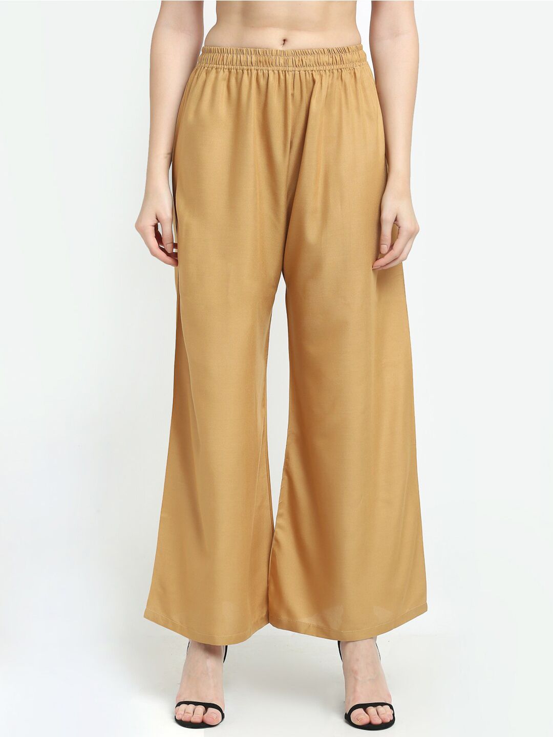 TAG 7 Women Pack of 2 Blue & Beige Solid Wide-Leg Palazzos - Distacart