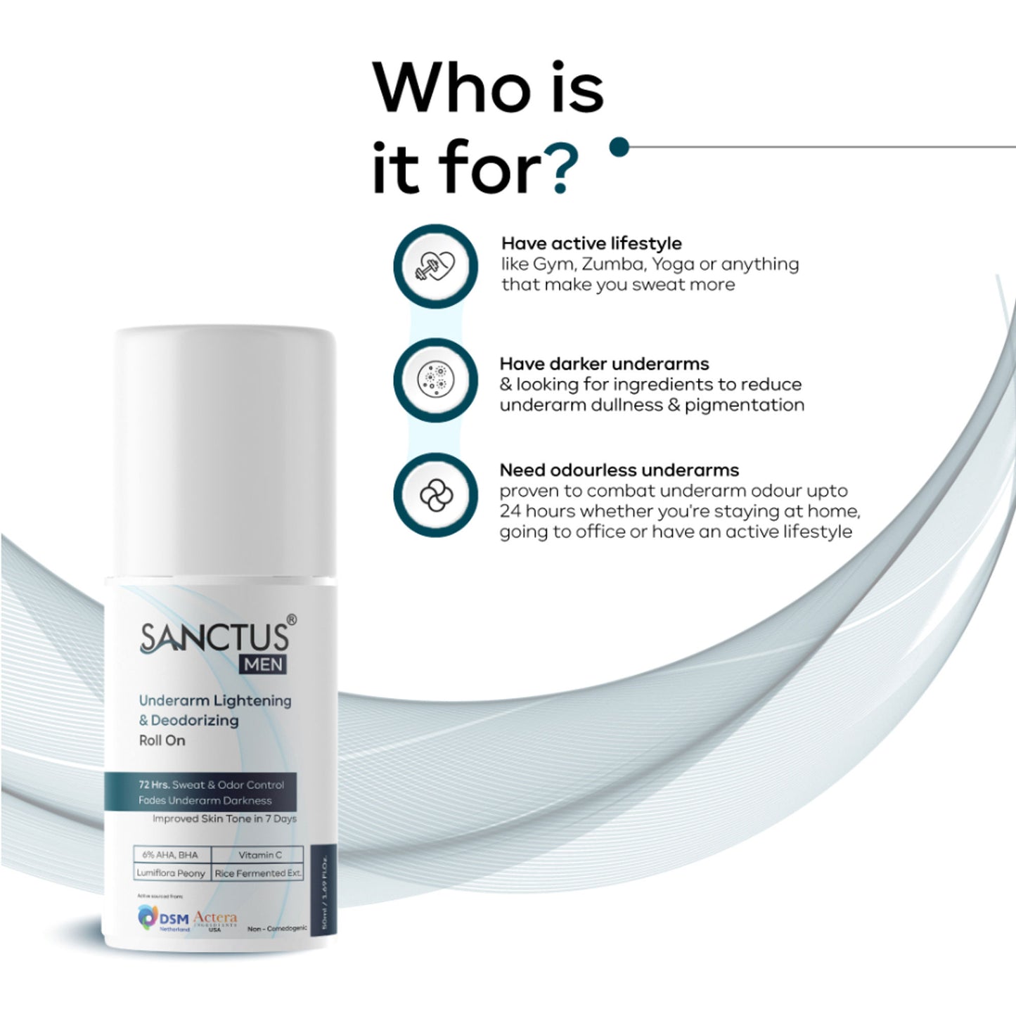 SANCTUS 6%AHA BHA Underarm Roll On For Men - Distacart