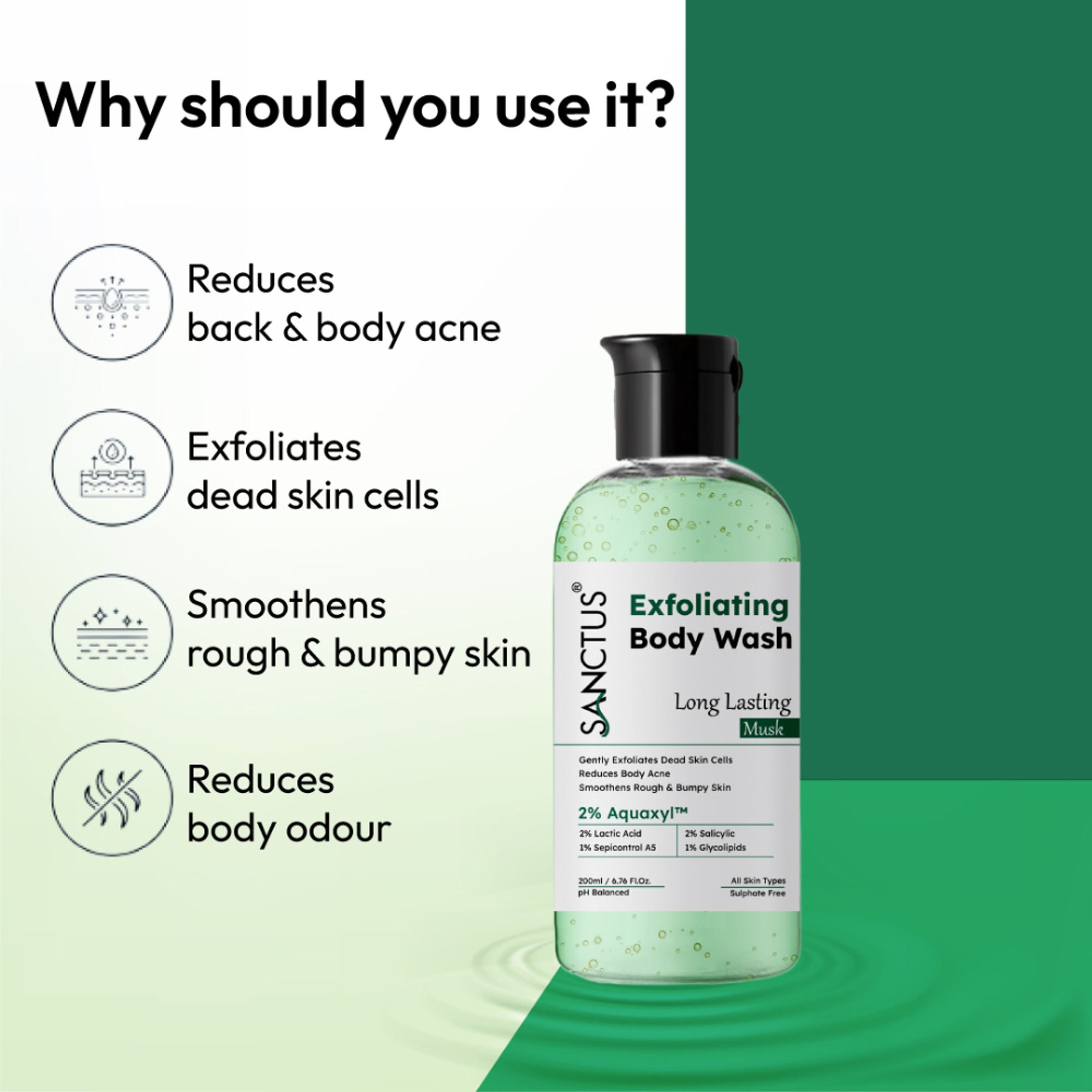 SANCTUS Exfoliating Body Wash Musk - Distacart