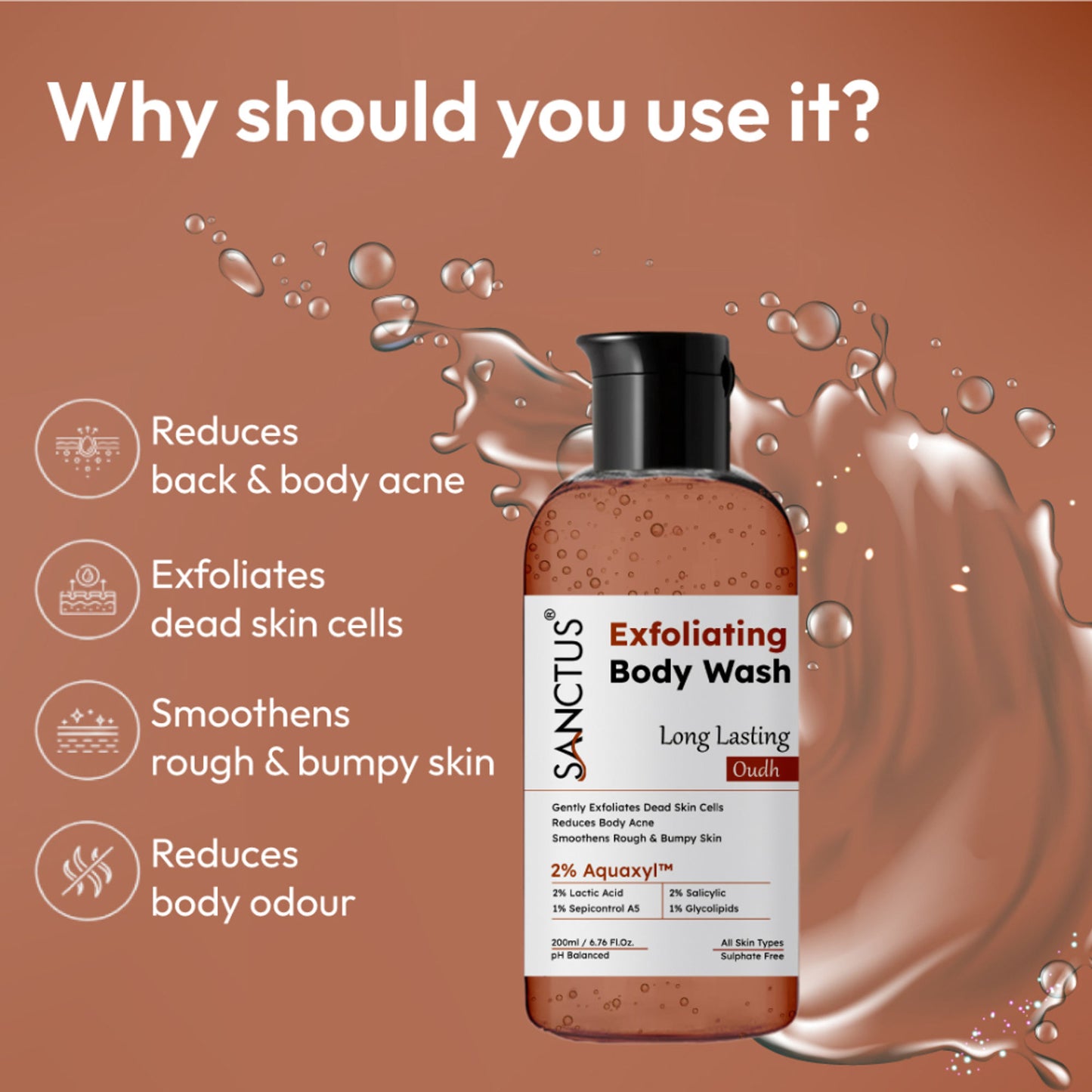 SANCTUS Exfoliating Body Wash Oudh - Distacart