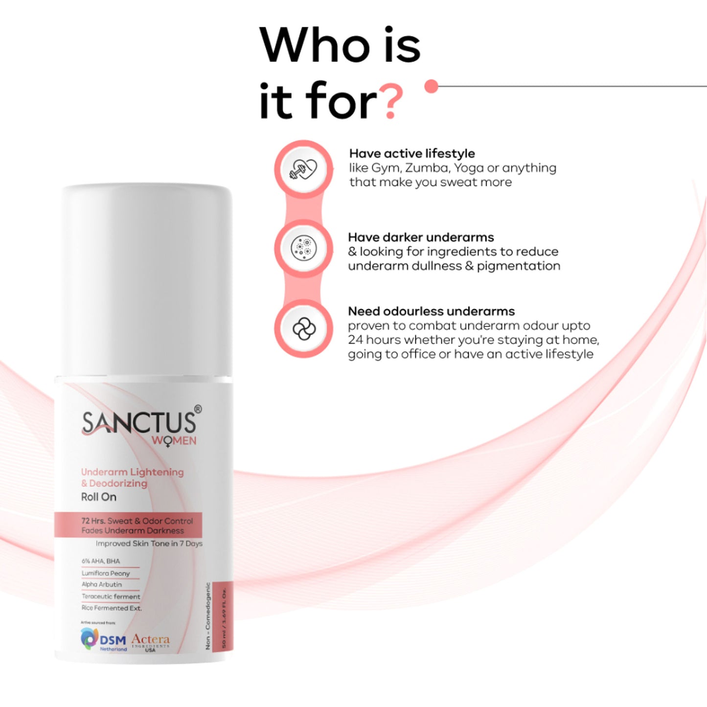 SANCTUS 6%AHA BHA Underarm Roll On For Women - Distacart