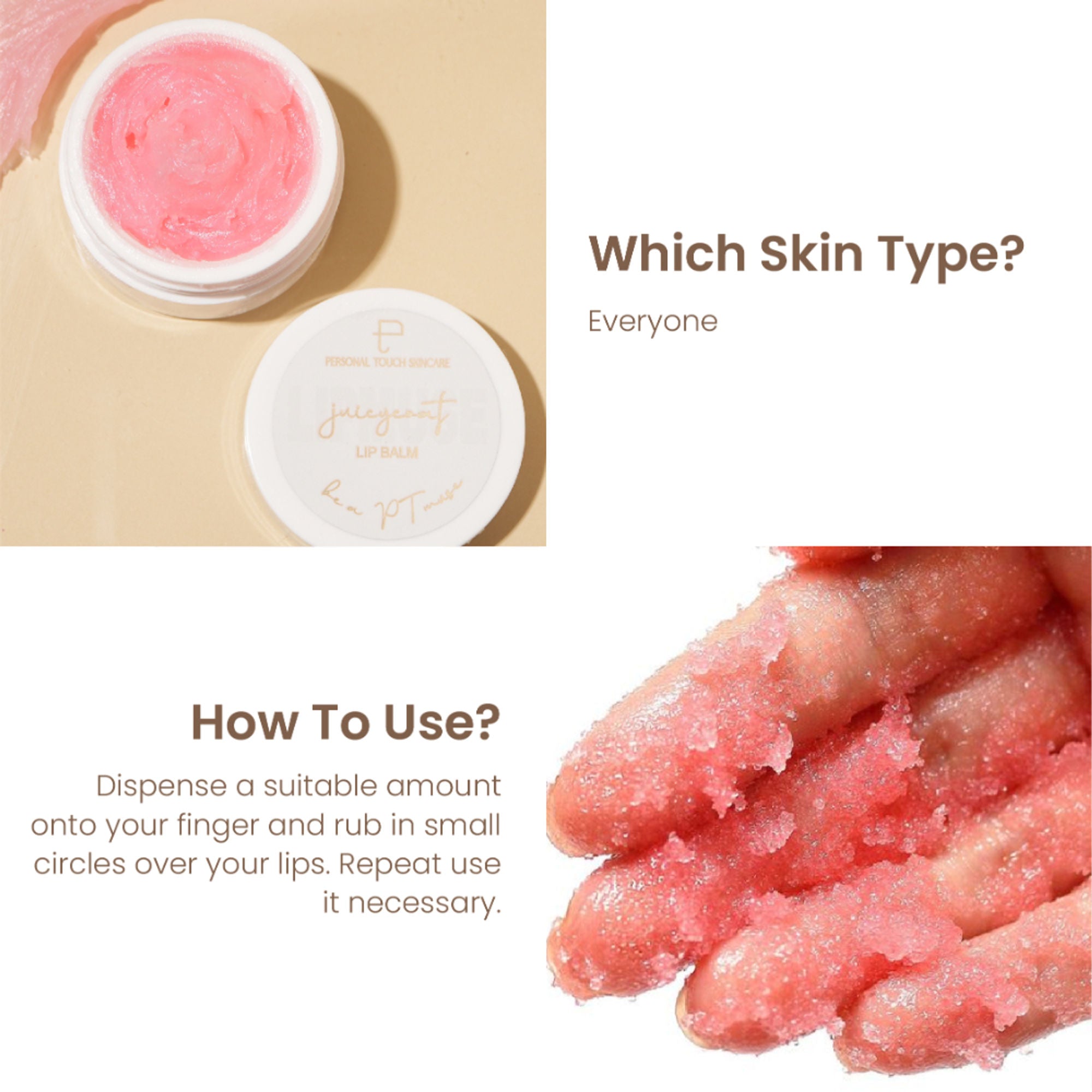 Personal Touch Skincare Juicycoat Lipbalm, USA Patented, India's 1st Squalene Lip Balm For Dark Dry Lips - Distacart