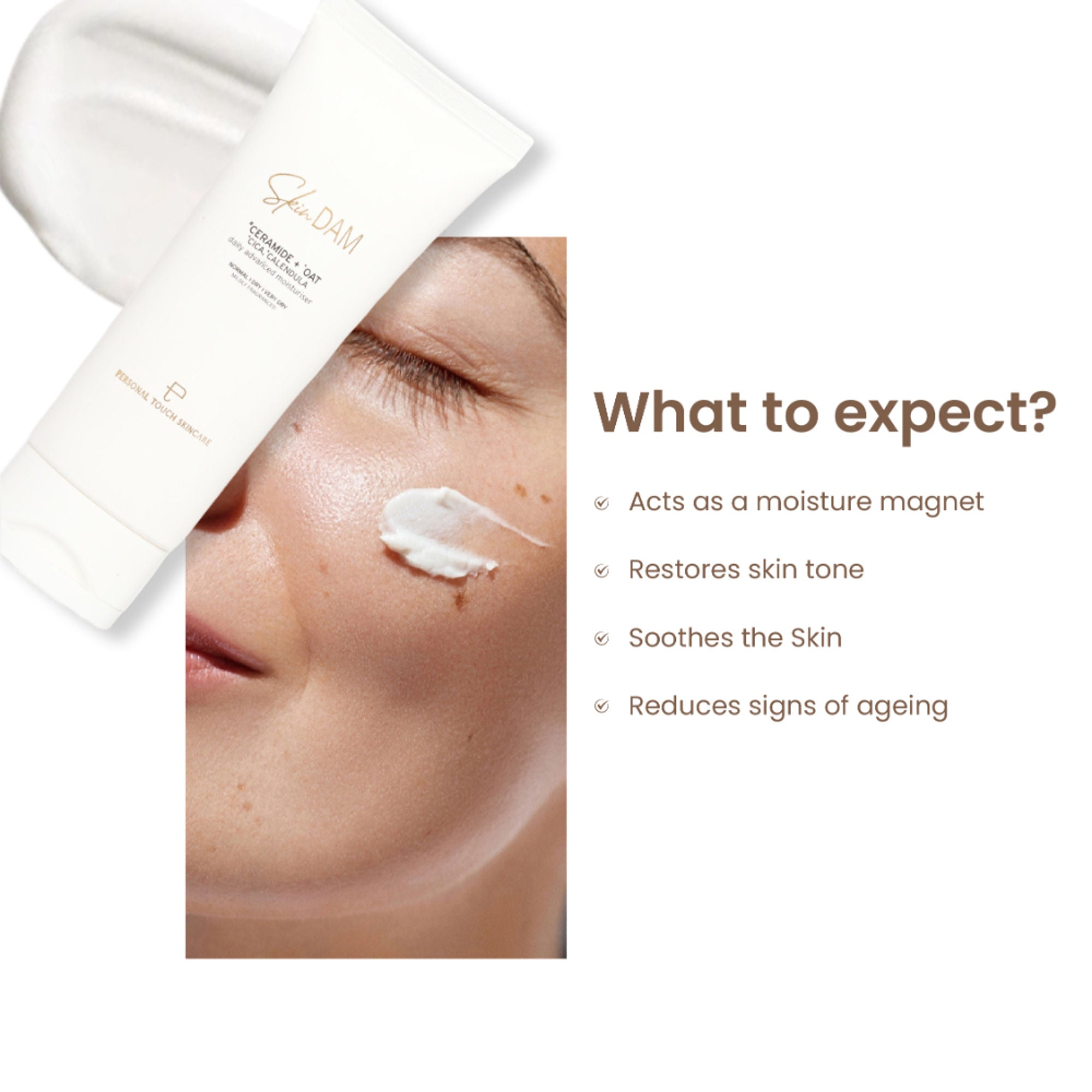 Personal Touch Skincare SkinDam Korean Moisturizer With Ceramide 3, Oat, Calendula & Centella For Dry Skin - Distacart