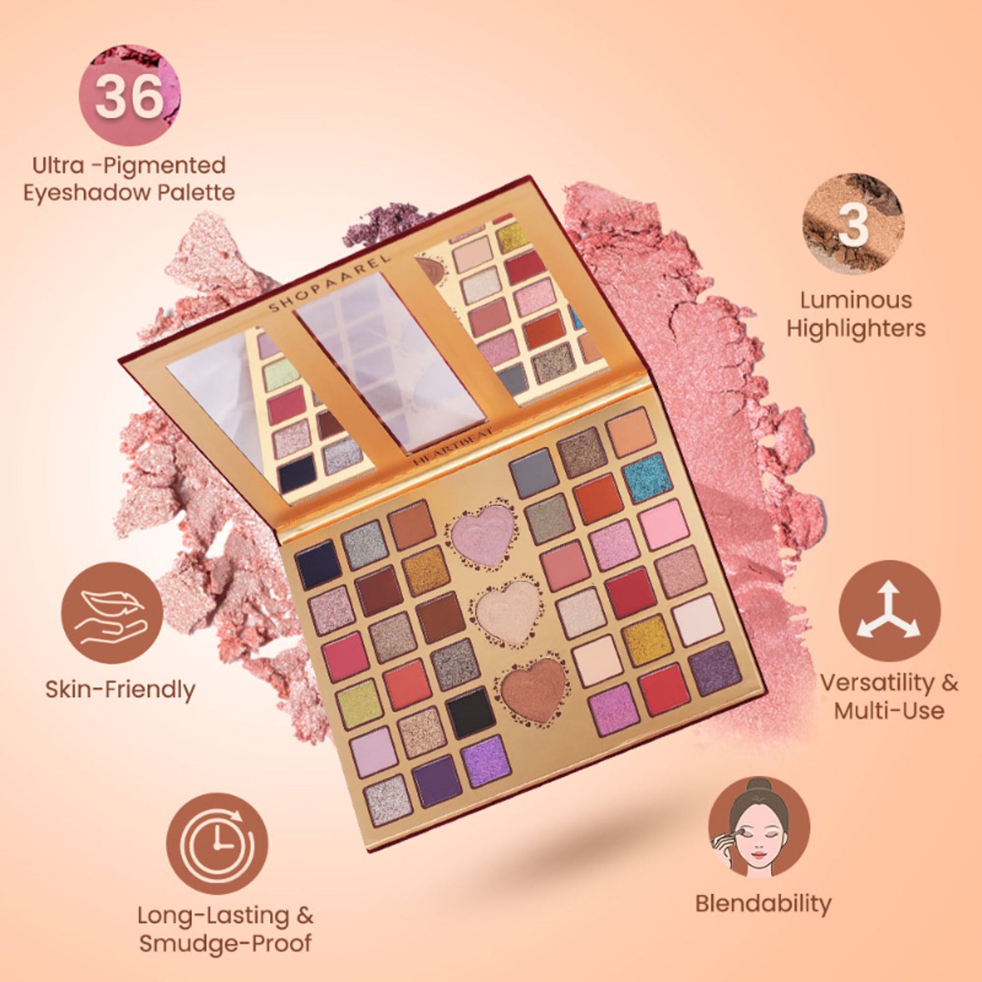 Shopaarel Heartbeat Eyeshadow & Highlighter Palette - Distacart
