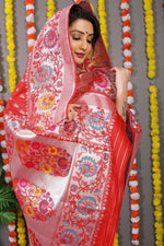 Thumbnail for Jyoti Fashion Women's Red Banarasi Silk Zari Woven Saree with Blouse - Distacart