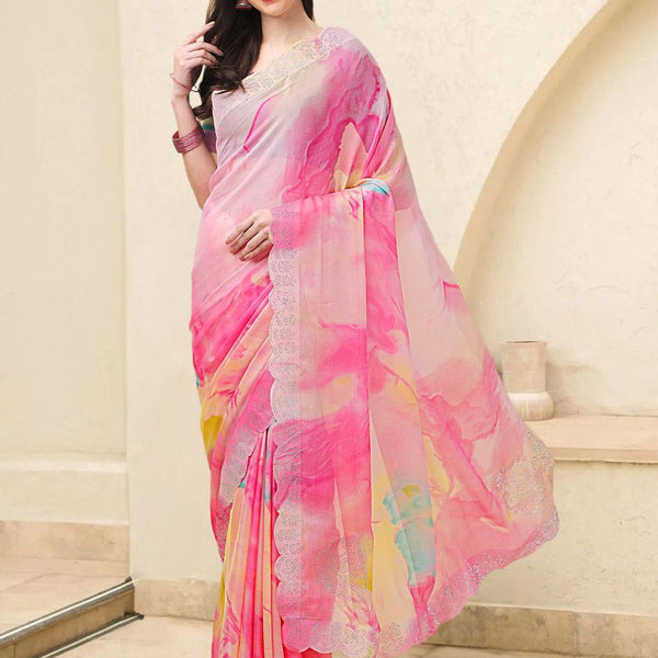 Mitera Women Tie and Dye Beads and Stones Saree - Distacart