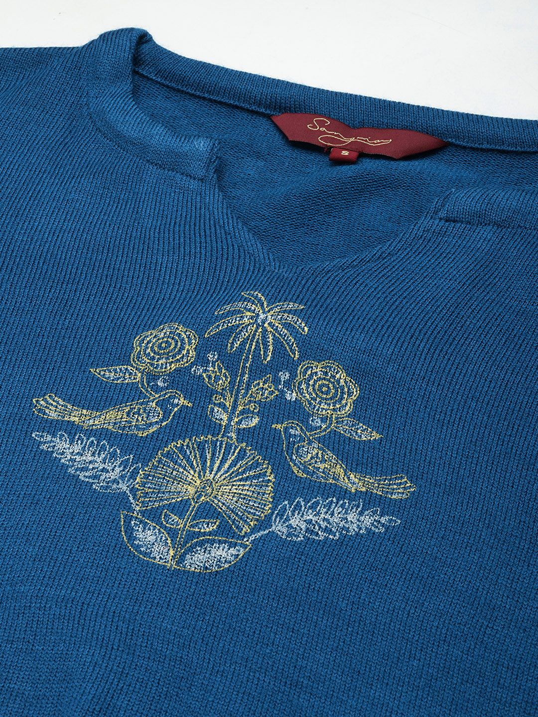 Sangria Ethnic Motifs Printed Regular Kurta With Trousers - Distacart