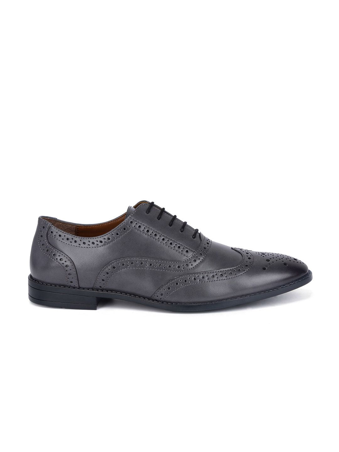 LOUIS STITCH Men Textured Formal Lace Up Brogue Shoes