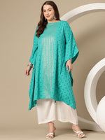 Thumbnail for Sztori Plus Size Floral Printed Flared Sleeves Floral Kaftan Kurta