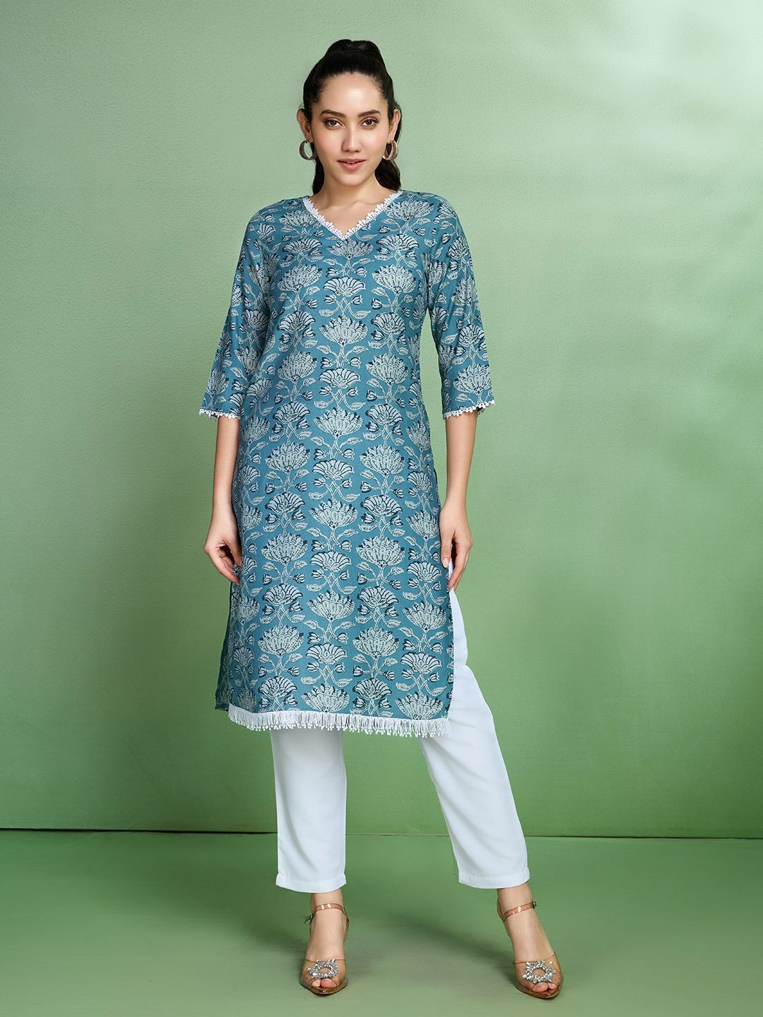Sangria Printed Straight Kurta - Distacart