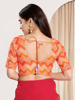 Thumbnail for Joban Fashion Orange Chiffon Padded Blouse With Square Neck Elbow Sleeves - Distacart