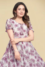 Thumbnail for Preksha Creation New Georgette Floral Print Women Purple Long Gown - Distacart