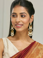 Thumbnail for Nuyug 22K Gold-Plated Kundan Studded & Pearl Beaded Layered Chandbalis