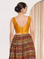 Thumbnail for Joban Fashion Mustard Mulberry Silk Padded Blouse With Round Neck Sleeveless
