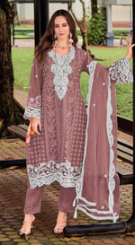Thumbnail for Anaita Purple Silk Stitched Suit with Embroidery Sequins - Distacart