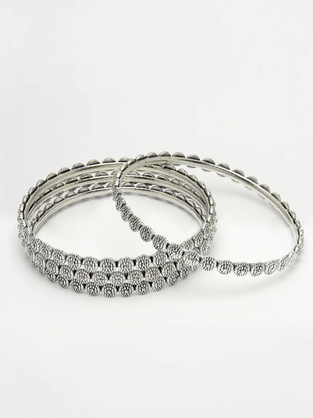 NVR Women's Set of 4 Silver-Toned German Silver Oxidised Bangles - Distacart