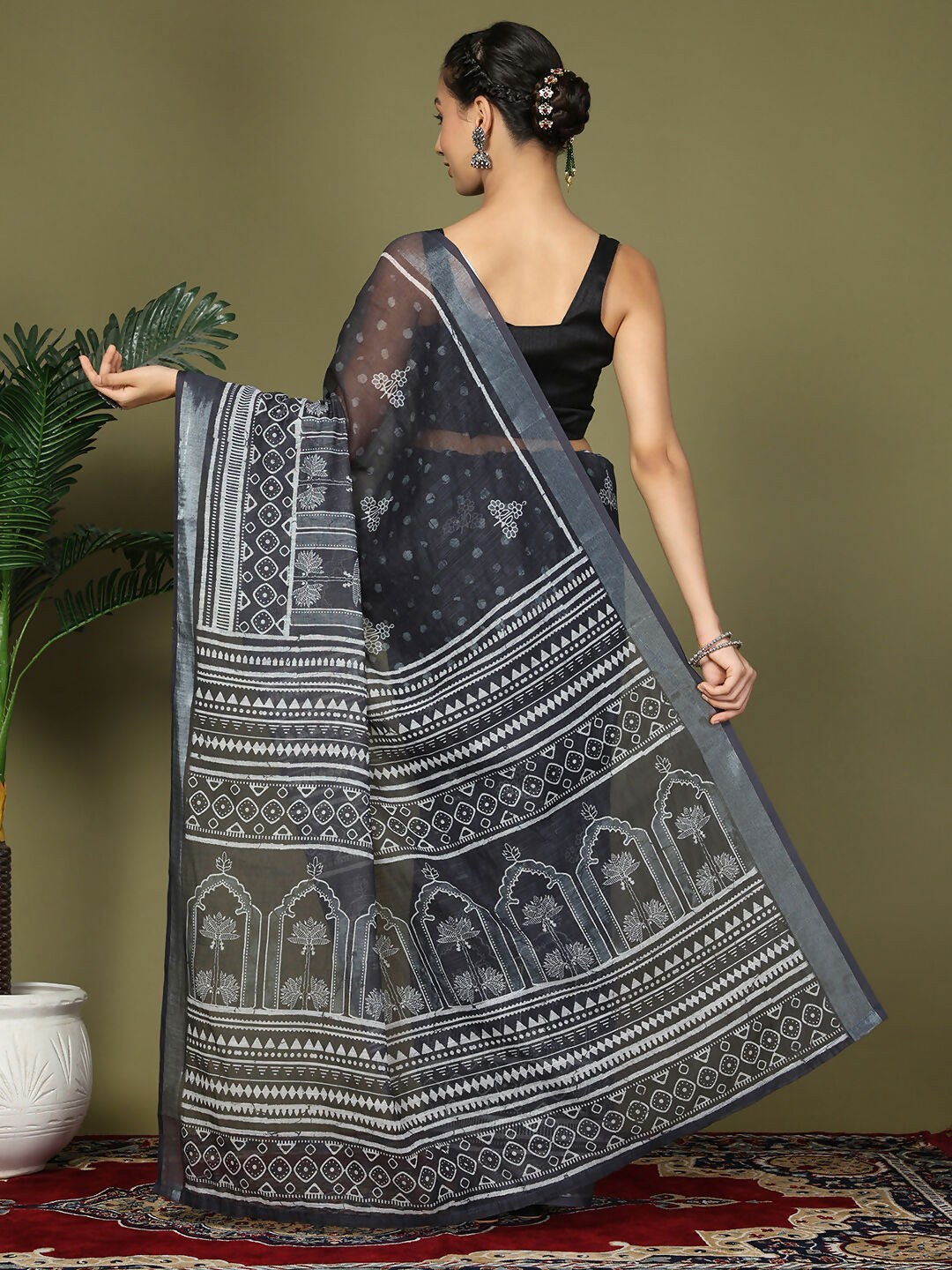 Shree Shyam Fashion Cotton Black Saree - Distacart