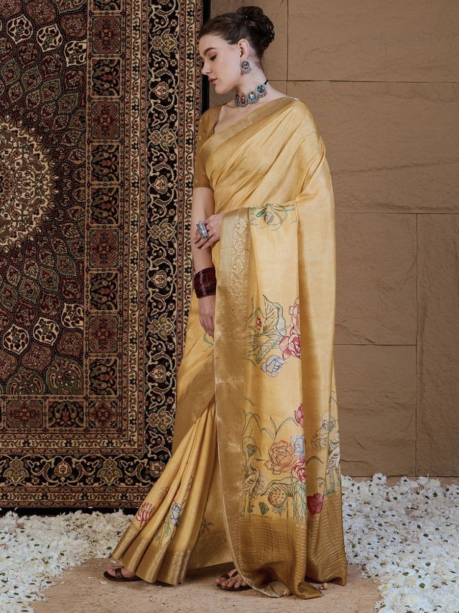Anouk Floral Zari Silk Blend Sungudi Saree - Distacart