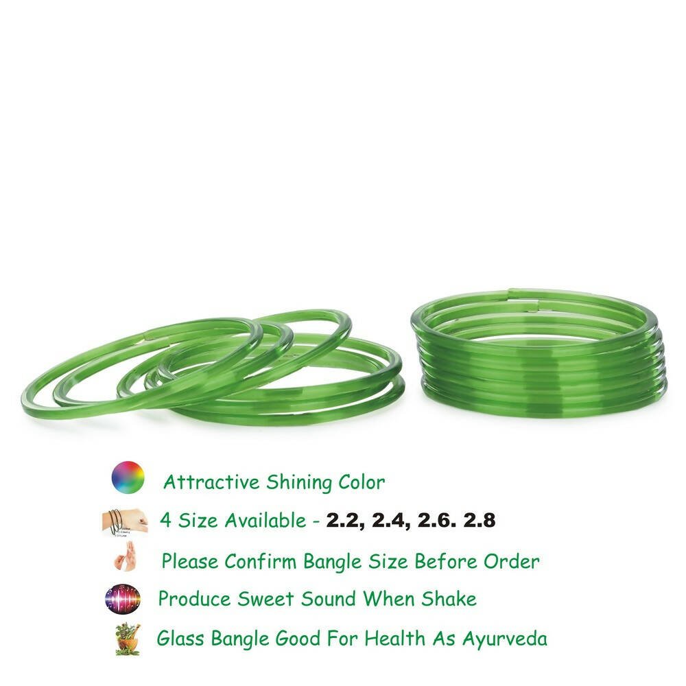 Afast Shining Green Glass Wedding, Party, Daily Use Bangle Set, Set Of 12 - Distacart