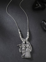 Thumbnail for NVR Women's Silver-Toned Radha Krishna Pendant with Chain - Distacart