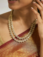 Thumbnail for Nuyug 22K Gold-Plated Zircon Studded Enamel Embellished Dual Layered Necklace Set