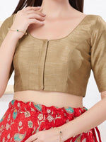 Thumbnail for Joban Fashion Copper Dupion Silk Elbow Sleeveless Front Open Blouse