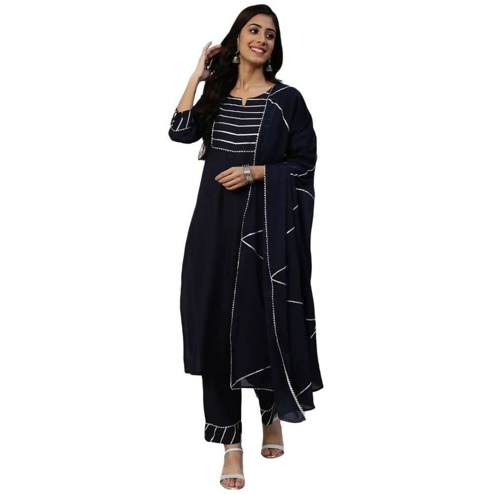 Anubhutee Women's Navy Kurta Trouser with Dupatta Set - Distacart