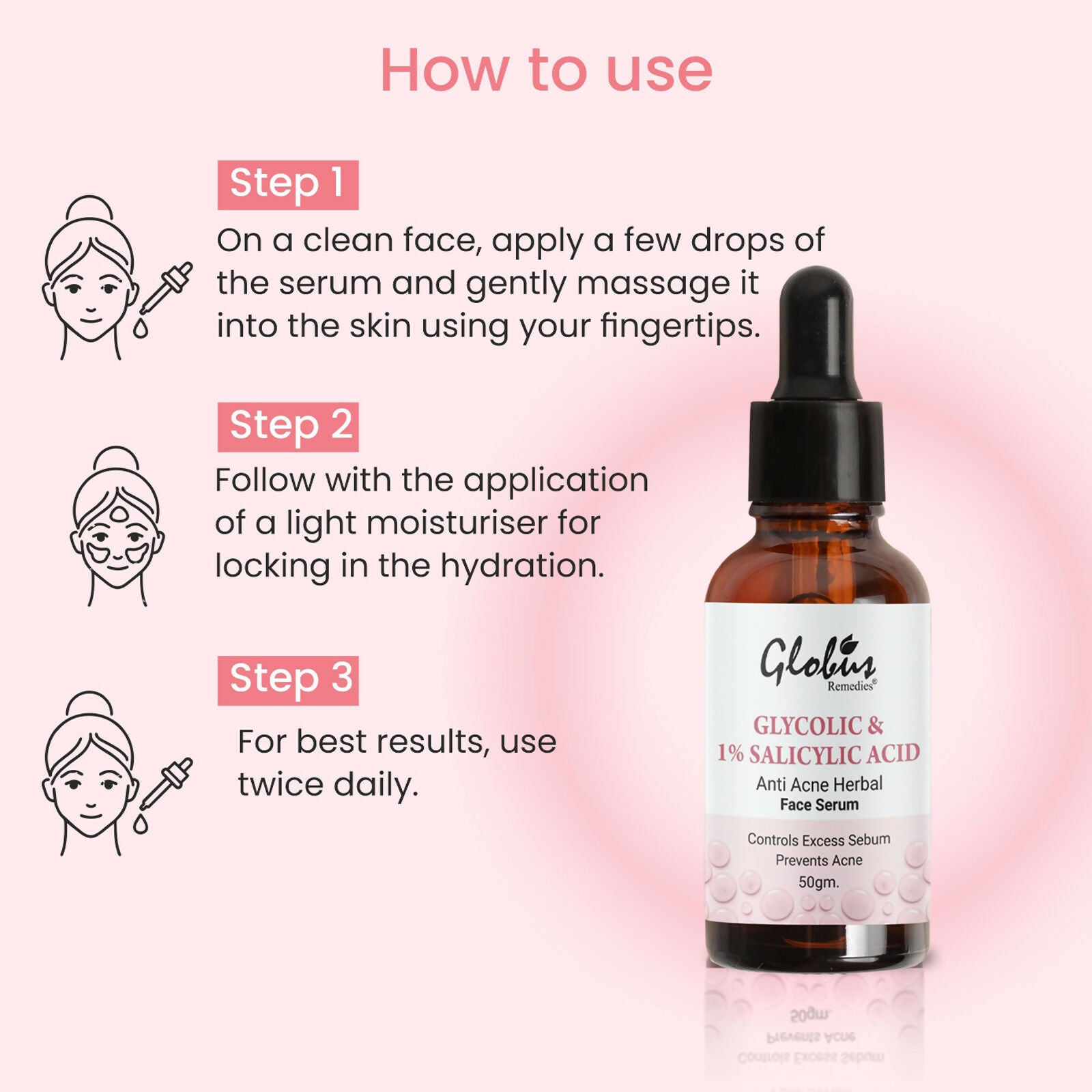 Globus Remedies Glycolic & 1% Salicylic Acid Anti Acne Face Serum