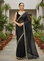 Thumbnail for Joban Fashion Black Soft twill Net Party Wear Sarees - Distacart