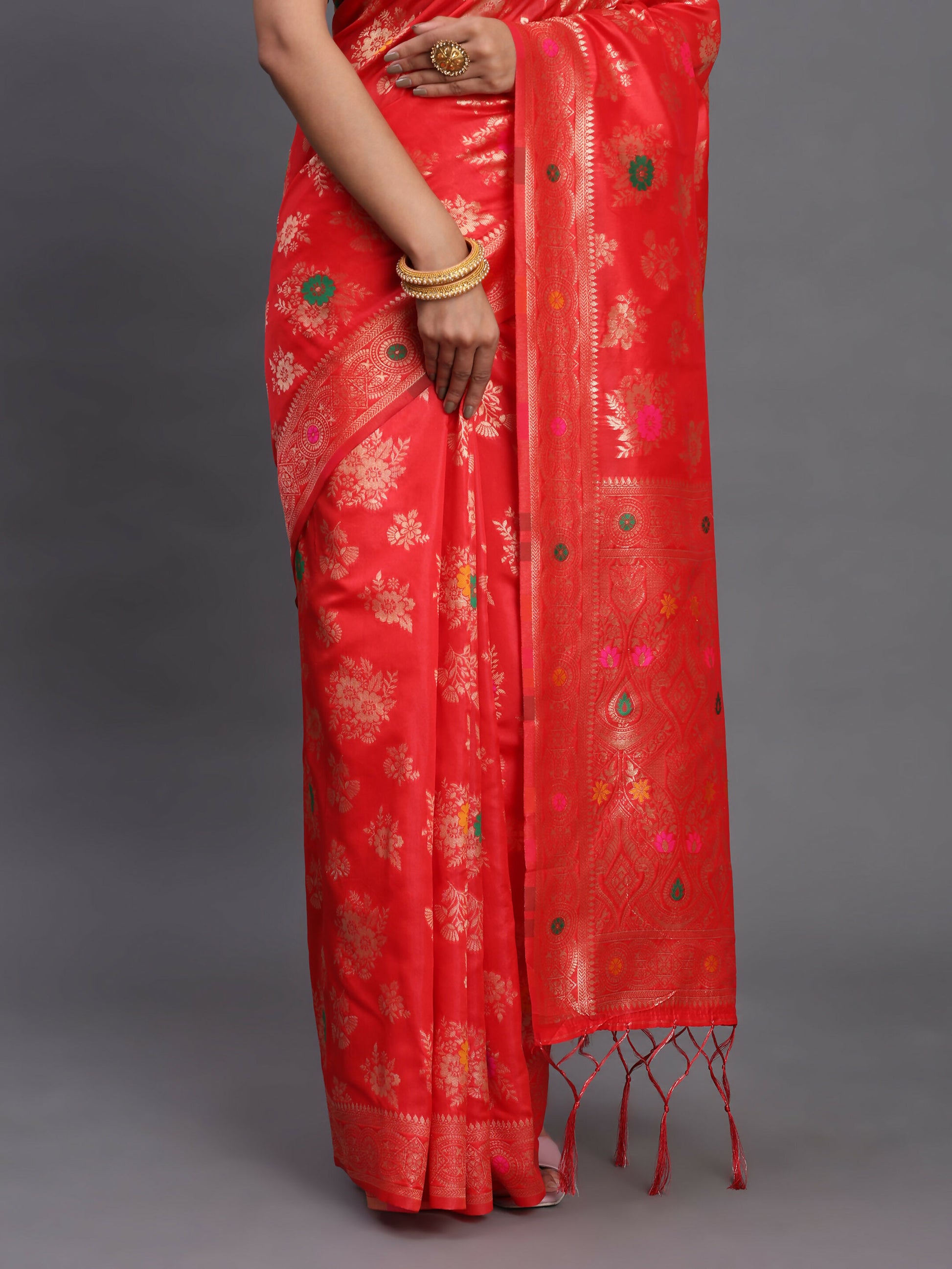 Shree Shyam Fashion Banarasi Silk Red Saree - Distacart