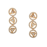 Thumbnail for 3 Tier Round Diamond and Kundan Earrings (Gold) - Ruby Raang - Distacart
