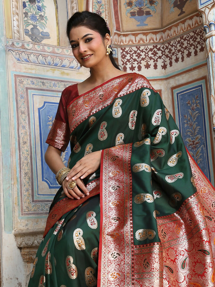 Shree Shyam Fashion Green Silk Saree - Distacart