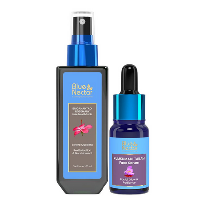 Blue Nectar Kumkumadi Serum + Hair Tonic Combo - Distacart