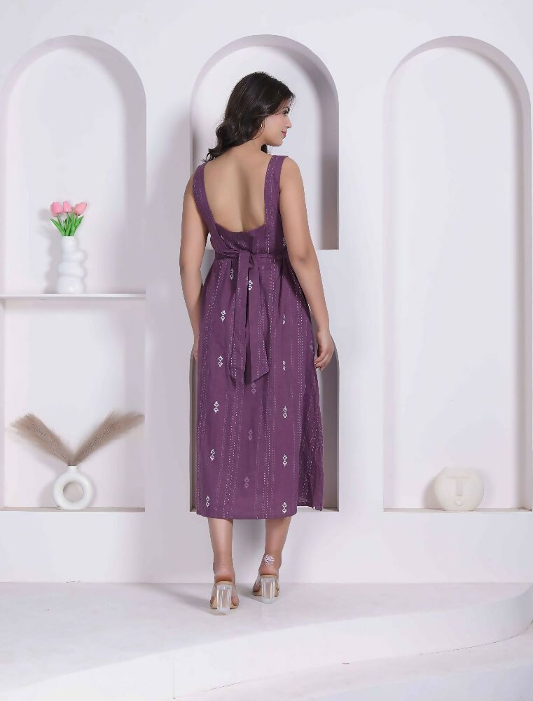 Miravan Womens Abstract Printed Wine ALine Maxi Dress - Dista